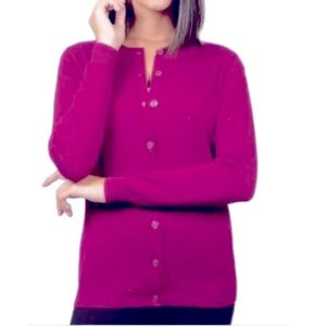 Nicole Miller Original Metallic Yarn Cardigan Long Sleeves Berry Size XL